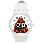 Happy Funny Poop Emoji Round Plastic Sport Watch (M)