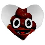 Happy Funny Poop Emoji Large 19  Premium Heart Shape Cushion