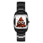 Happy Funny Poop Emoji Stainless Steel Barrel Watch