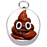 Happy Funny Poop Emoji Silver Compass