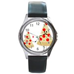 Fathers Day Pizza Round Metal Watch