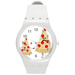 Fathers Day Pizza Round Plastic Sport Watch (M)