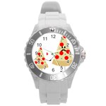 Fathers Day Pizza Round Plastic Sport Watch (L)