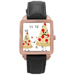 Fathers Day Pizza Rose Gold Leather Watch 