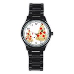 Fathers Day Pizza Stainless Steel Round Watch