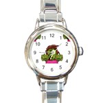 Emoji Zombie Woman Round Italian Charm Watch