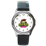 Emoji Zombie Woman Round Metal Watch