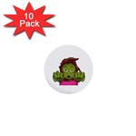 Emoji Zombie Woman 1  Mini Button (10 pack) 