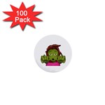 Emoji Zombie Woman 1  Mini Button (100 pack) 