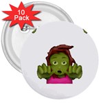 Emoji Zombie Woman 3  Button (10 pack)