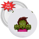 Emoji Zombie Woman 3  Button (100 pack)