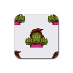 Emoji Zombie Woman Rubber Coaster (Square)