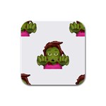 Emoji Zombie Woman Rubber Square Coaster (4 pack)