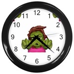 Emoji Zombie Woman Wall Clock (Black)