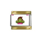 Emoji Zombie Woman Gold Trim Italian Charm (9mm)