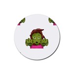 Emoji Zombie Woman Rubber Coaster (Round)