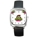 Emoji Zombie Woman Square Metal Watch