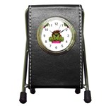 Emoji Zombie Woman Pen Holder Desk Clock