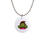 Emoji Zombie Woman 1  Button Necklace