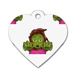 Emoji Zombie Woman Dog Tag Heart (One Side)