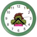 Emoji Zombie Woman Color Wall Clock