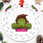 Emoji Zombie Woman Ornament (Round Filigree)