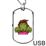 Emoji Zombie Woman Dog Tag USB Flash (One Side)