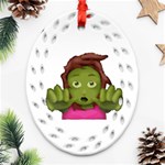 Emoji Zombie Woman Ornament (Oval Filigree)