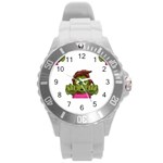 Emoji Zombie Woman Round Plastic Sport Watch (L)