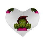 Emoji Zombie Woman Standard 16  Premium Flano Heart Shape Cushion 