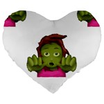 Emoji Zombie Woman Large 19  Premium Flano Heart Shape Cushion