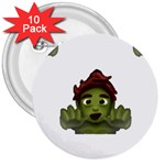 Emoji Zombie Man 3  Button (10 pack)