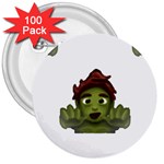 Emoji Zombie Man 3  Button (100 pack)