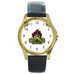 Emoji Zombie Man Round Gold Metal Watch