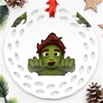 Emoji Zombie Man Ornament (Round Filigree)