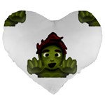 Emoji Zombie Man Large 19  Premium Heart Shape Cushion