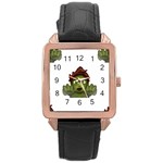 Emoji Zombie Man Rose Gold Leather Watch 