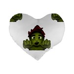 Emoji Zombie Man Standard 16  Premium Flano Heart Shape Cushion 