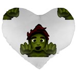 Emoji Zombie Man Large 19  Premium Flano Heart Shape Cushion