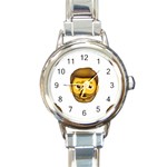 Emoji Bearded Man Round Italian Charm Watch