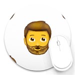 Emoji Bearded Man Round Mousepad