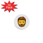 Emoji Bearded Man 1  Mini Button (10 pack) 