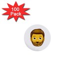 Emoji Bearded Man 1  Mini Button (100 pack) 