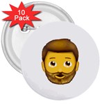 Emoji Bearded Man 3  Button (10 pack)