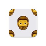 Emoji Bearded Man Rubber Square Coaster (4 pack)