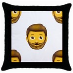 Emoji Bearded Man Throw Pillow Case (Black)