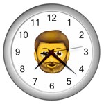 Emoji Bearded Man Wall Clock (Silver)