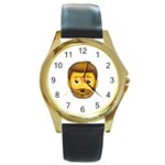 Emoji Bearded Man Round Gold Metal Watch