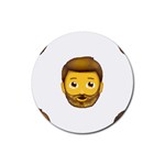 Emoji Bearded Man Rubber Coaster (Round)