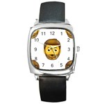 Emoji Bearded Man Square Metal Watch